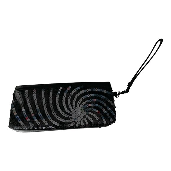 Sephora Black Sequin Mini Clutch with Wrist Strap – Sparkly Holiday Evening Bag - Picture 2 of 7